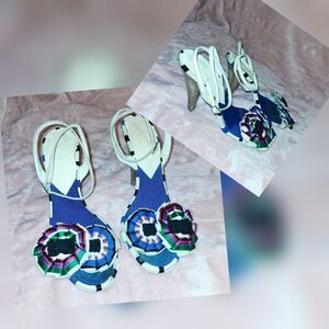 CHANEL Multi-Colored Summer Heels Size 38